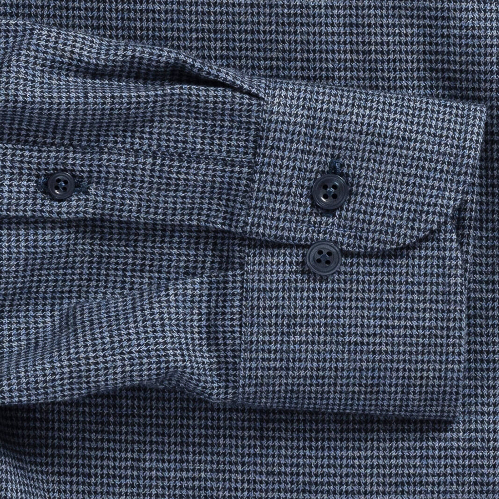 The Blue Conlon Houndstooth Custom Shirt Custom Casual Shirt- Ledbury