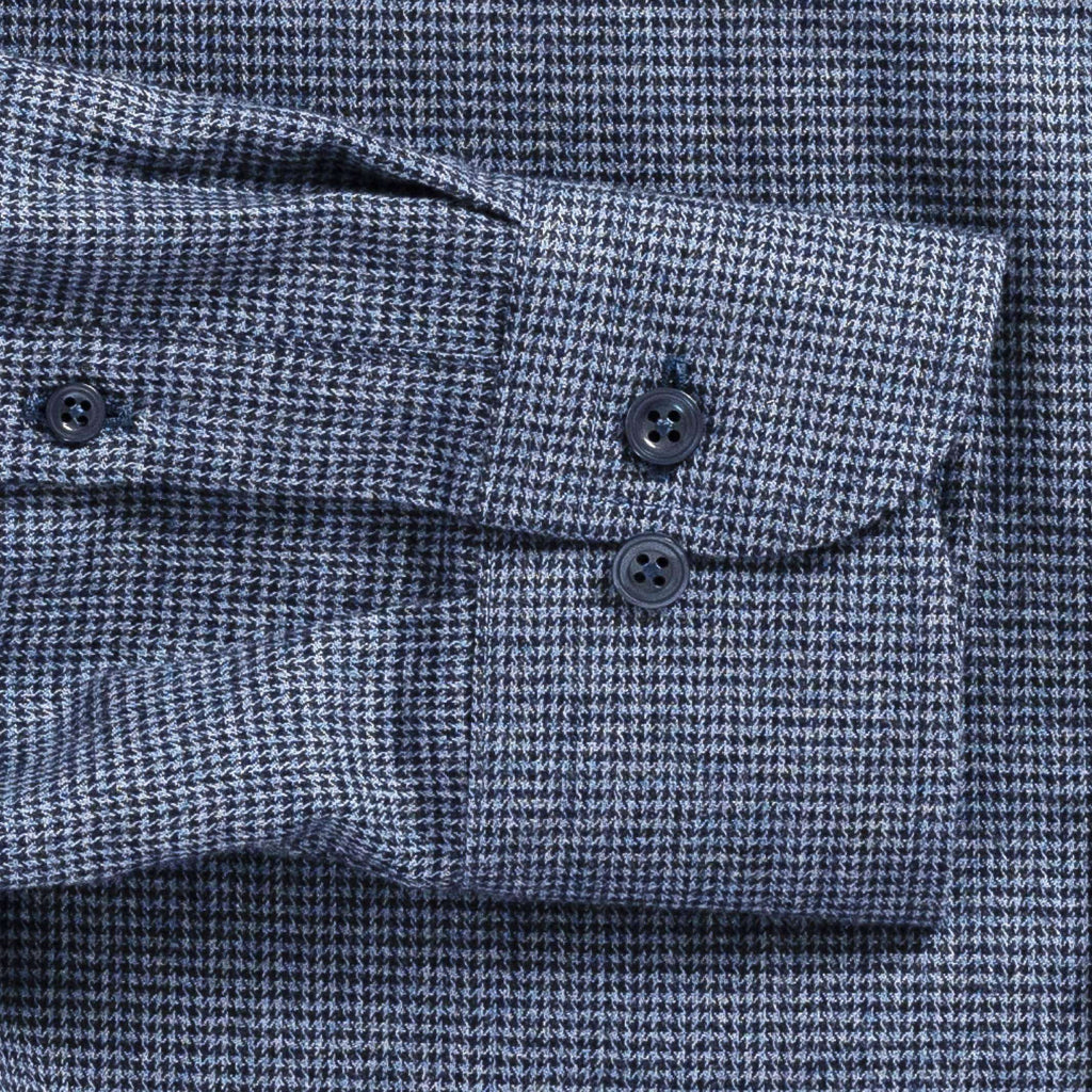 The Blue Conlon Houndstooth Custom Shirt Custom Casual Shirt- Ledbury