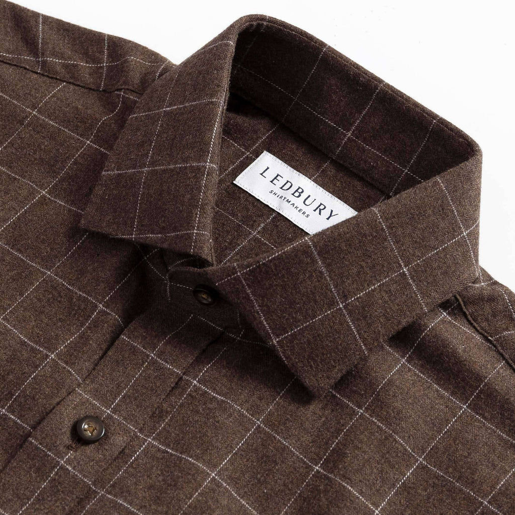 The Dark Brown Conlon Windowpane Custom Shirt Custom Casual Shirt- Ledbury