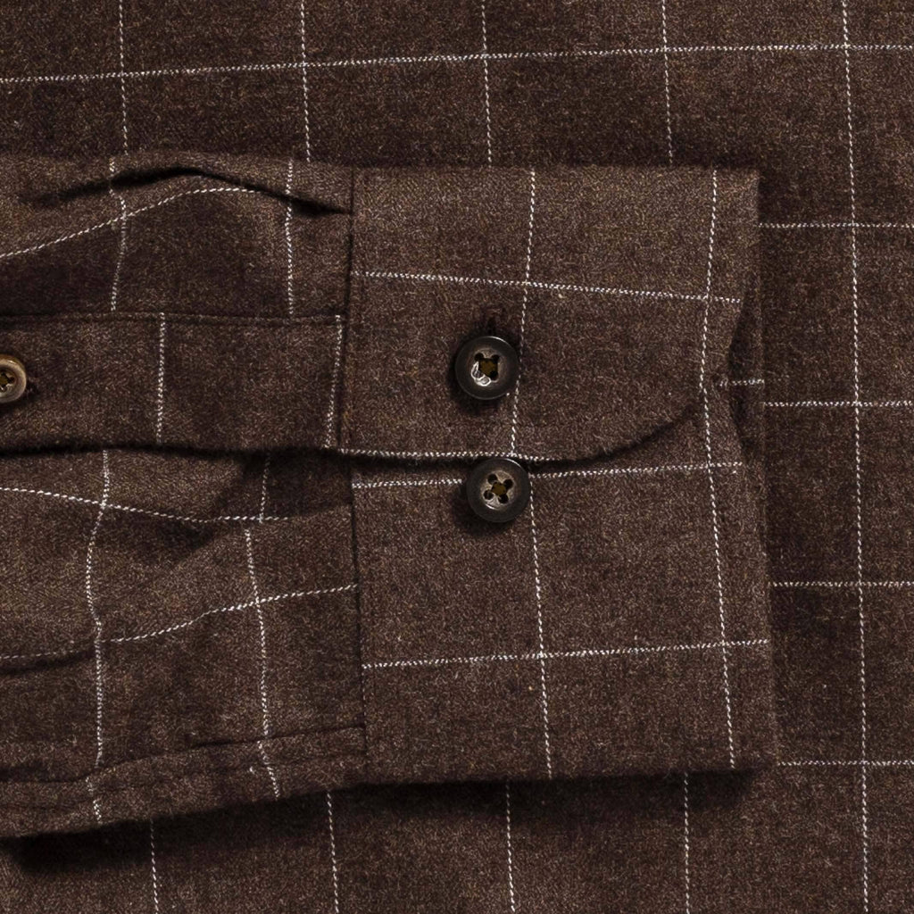 The Dark Brown Conlon Windowpane Custom Shirt Custom Casual Shirt- Ledbury