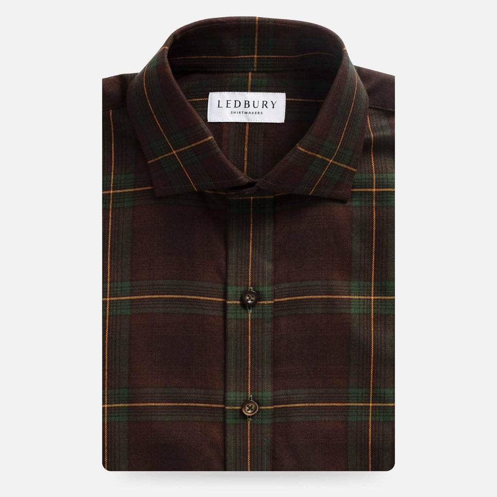 The Dark Brown Woodly Plaid Custom Shirt Custom Casual Shirt- Ledbury