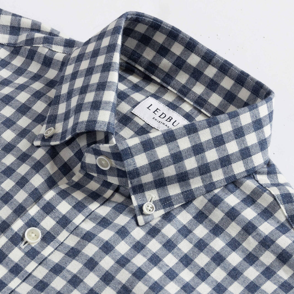 The Smoky Blue Rogers Gingham Custom Shirt Custom Casual Shirt- Ledbury