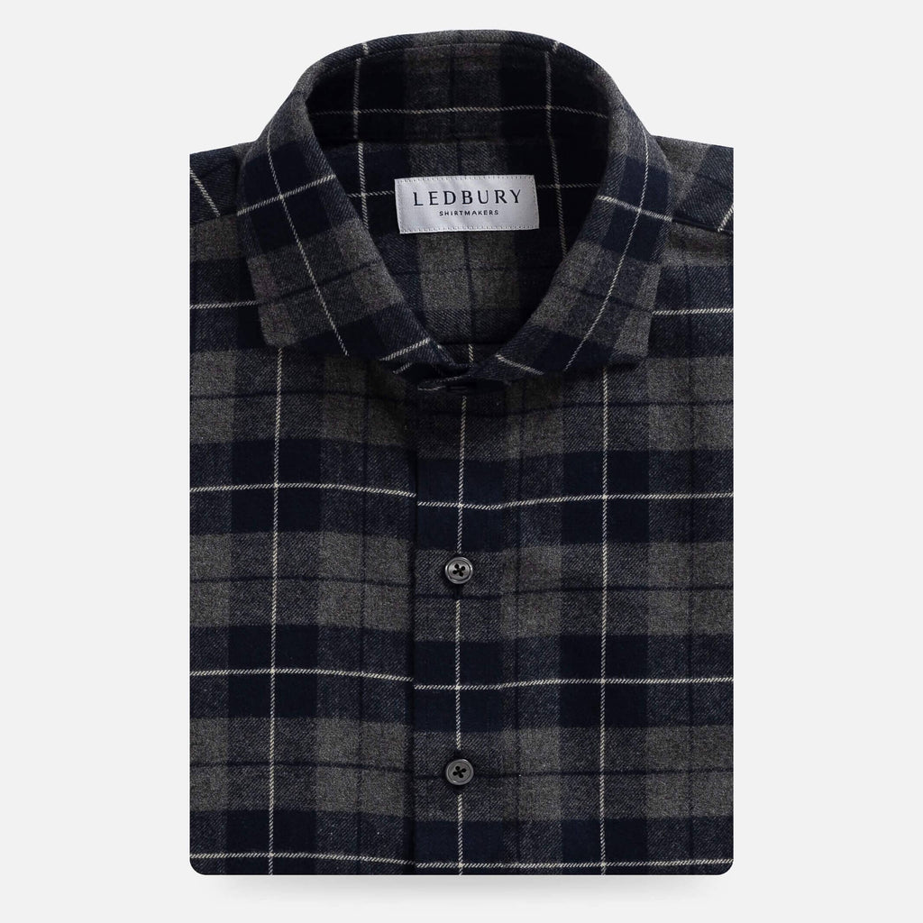 The Smoke Navy Arnold Flannel Custom Shirt Custom Casual Shirt- Ledbury