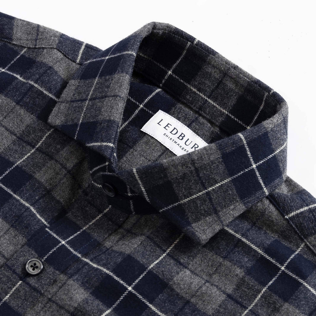 The Smoke Navy Arnold Flannel Custom Shirt Custom Casual Shirt- Ledbury