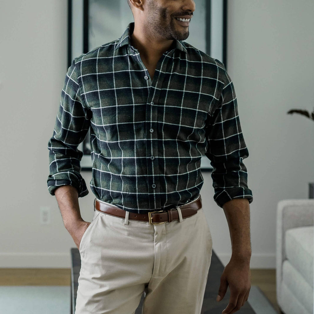 The Evergreen Arnold Flannel Custom Shirt Custom Casual Shirt- Ledbury