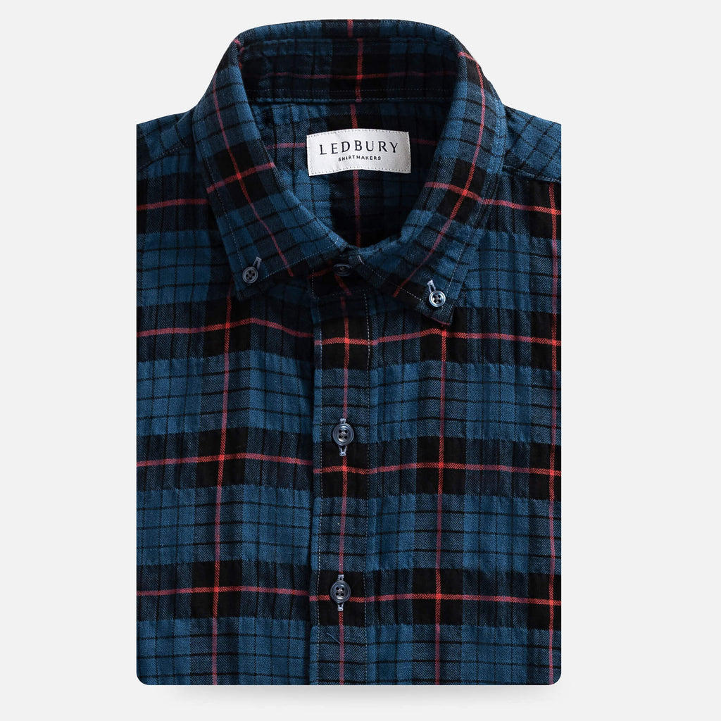 The Blue Brooks Brushed Herringbone Custom Shirt Custom Casual Shirt- Ledbury