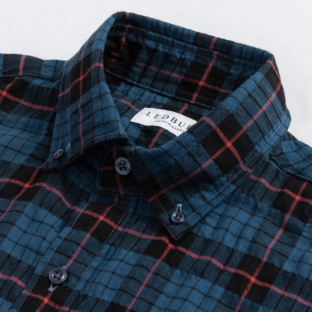 The Blue Brooks Brushed Herringbone Custom Shirt Custom Casual Shirt- Ledbury