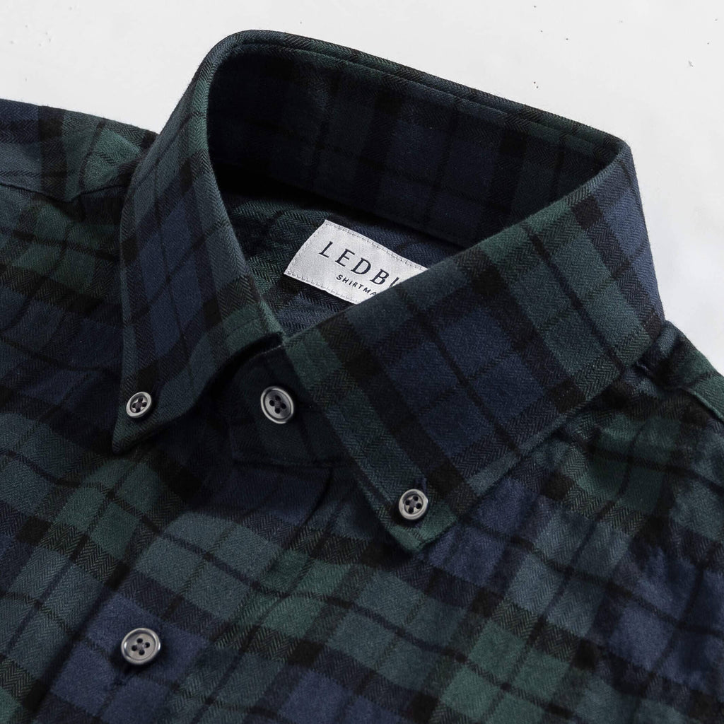 The Evergreen Brooks Brushed Herringbone Custom Shirt Custom Casual Shirt- Ledbury