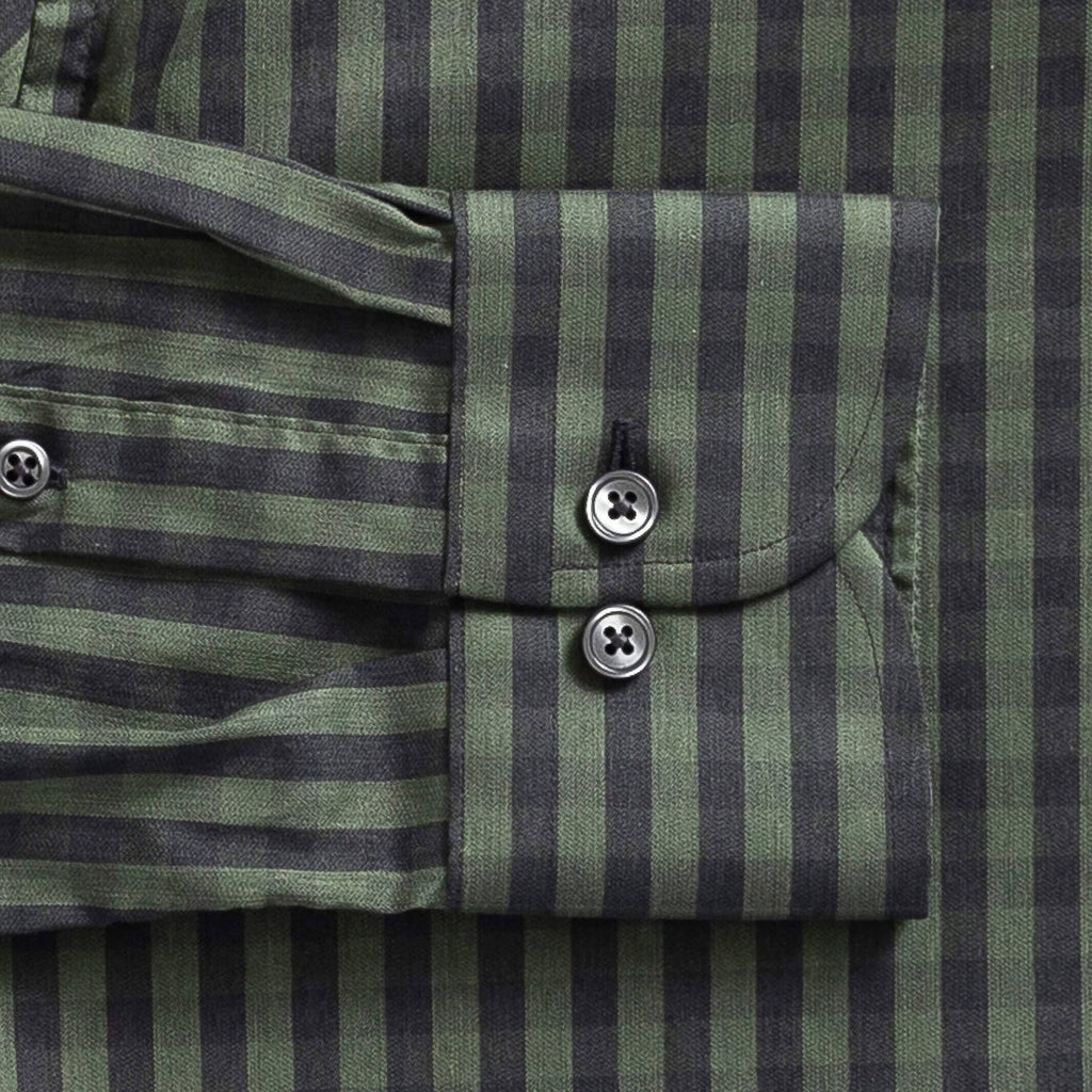 The Dark Green Bowen Stretch Gingham Custom Shirt Custom Casual Shirt- Ledbury