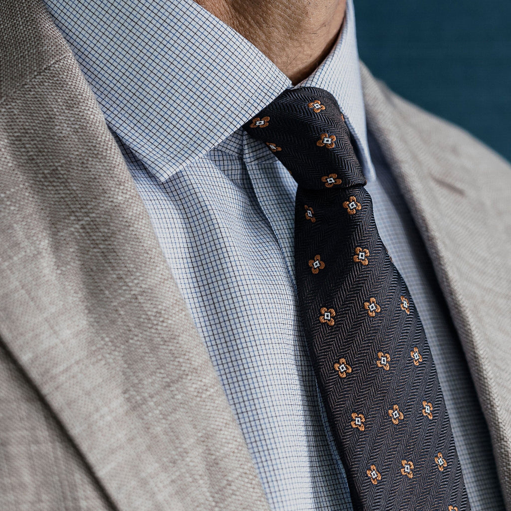 The Brown Fiore Silk Tie Tie- Ledbury