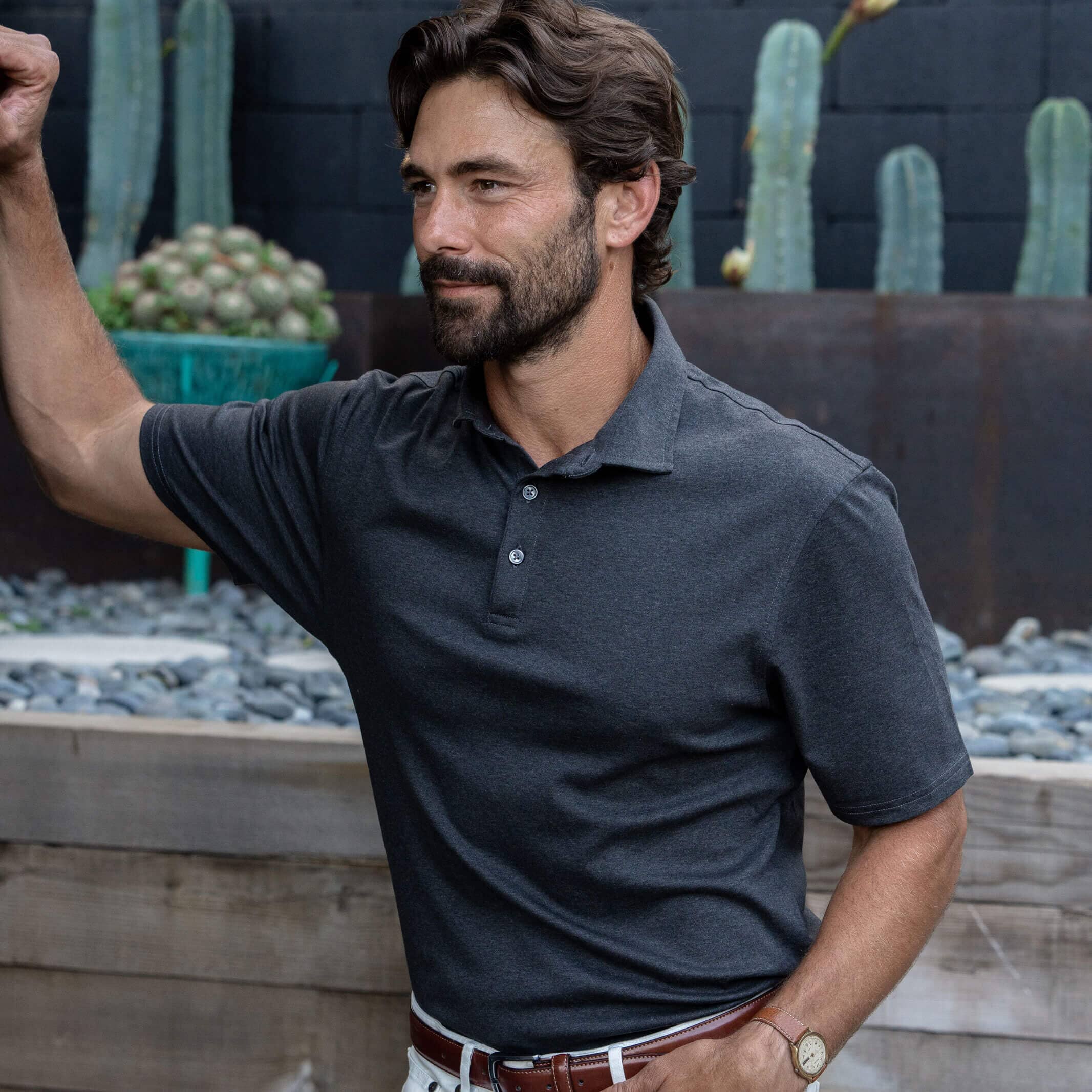 The Charcoal Heather Arlon Knit Custom Polo Custom Polo- Ledbury