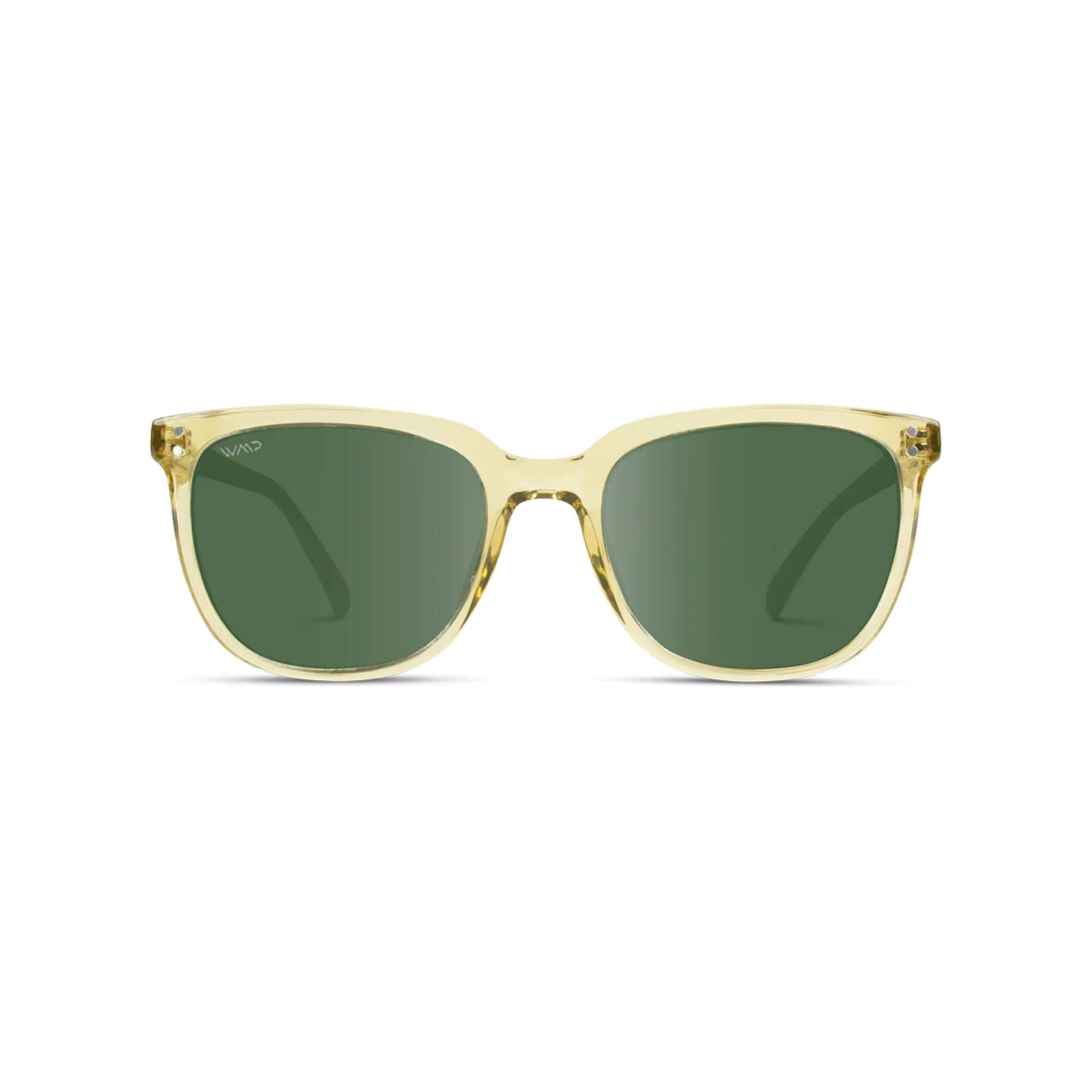 WearMe Pro Clear Frame & Green Lens Polarized Square Sunglasses