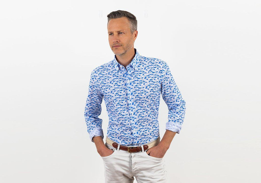 The Blue Parksley Printed Seersucker Casual Shirt Casual Shirt- Ledbury