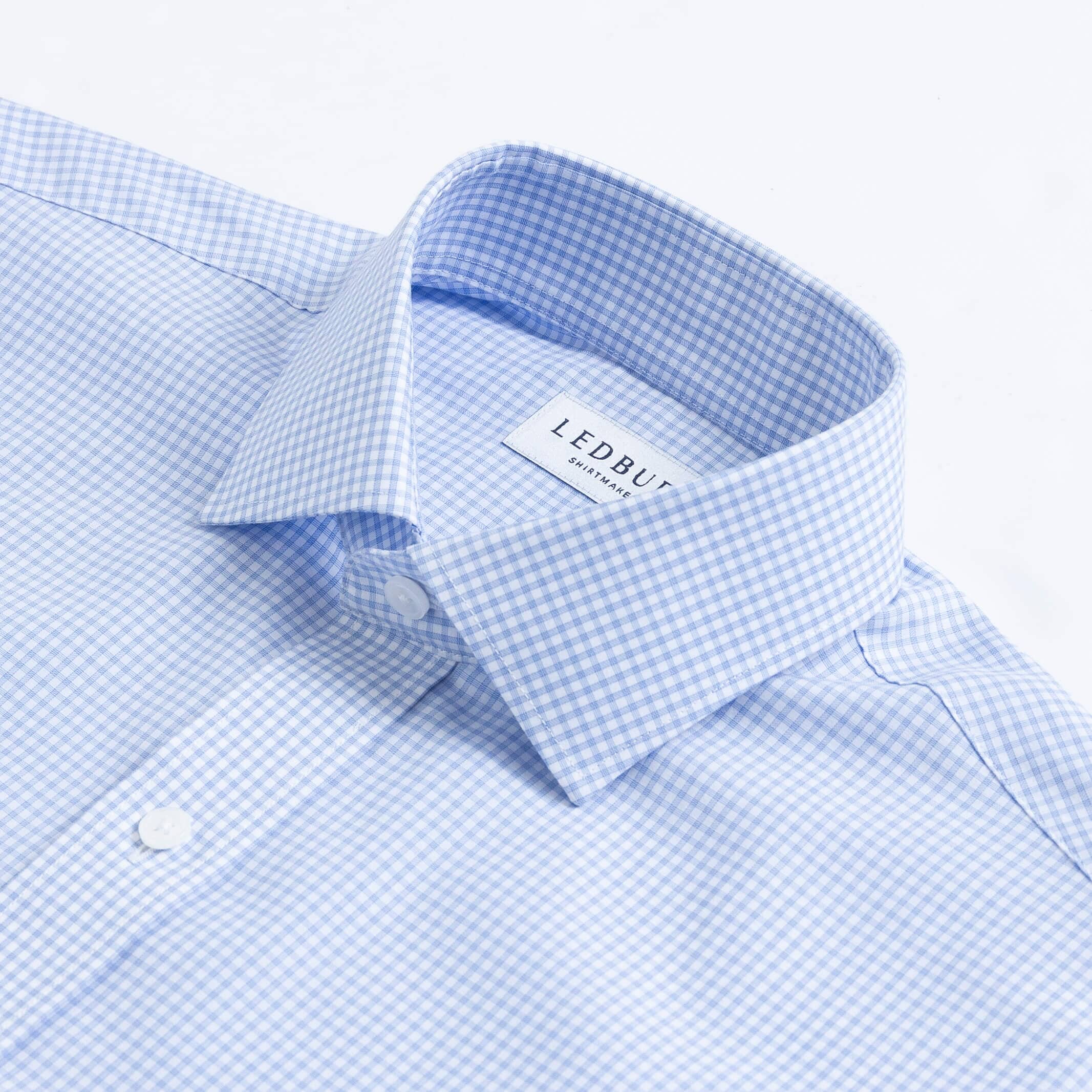 The Blue Kent Gingham Custom Shirt Custom Dress Shirt- Ledbury