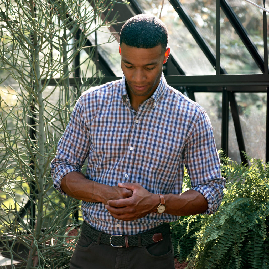 The Soft Brown Kyger Check Custom Shirt Custom Casual Shirt- Ledbury