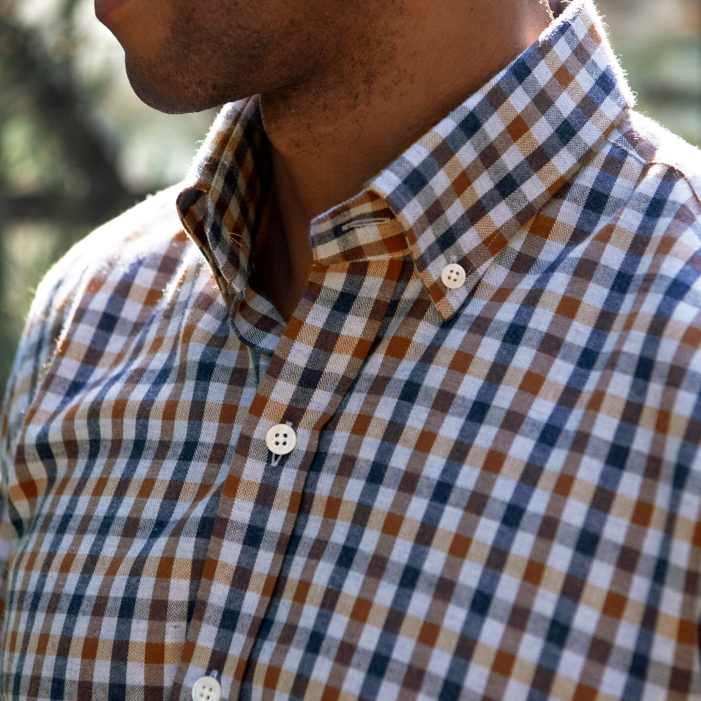 The Soft Brown Kyger Check Custom Shirt Custom Casual Shirt- Ledbury