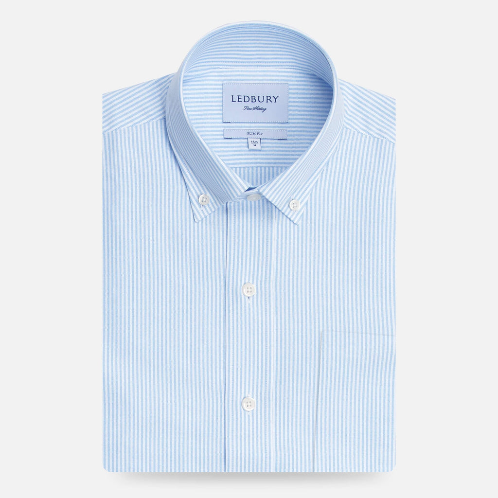 The Light Blue Mayfield Oxford Stripe Custom Shirt Custom Dress Shirt- Ledbury