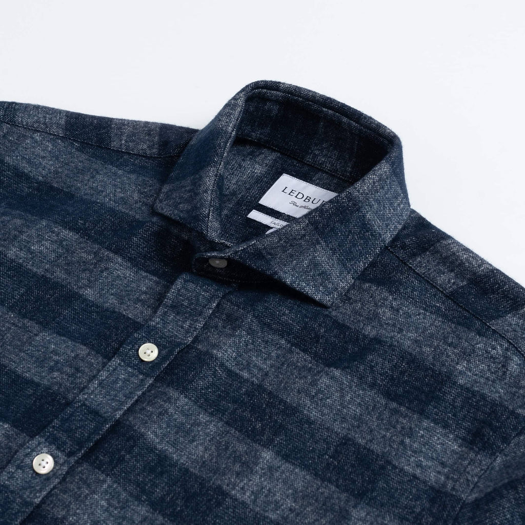 The Navy Randolph Flannel Custom Shirt Custom Casual Shirt- Ledbury