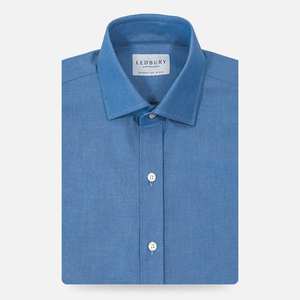 The Dusk Blue Saunders Denim Dress Shirt Dress Shirt- Ledbury