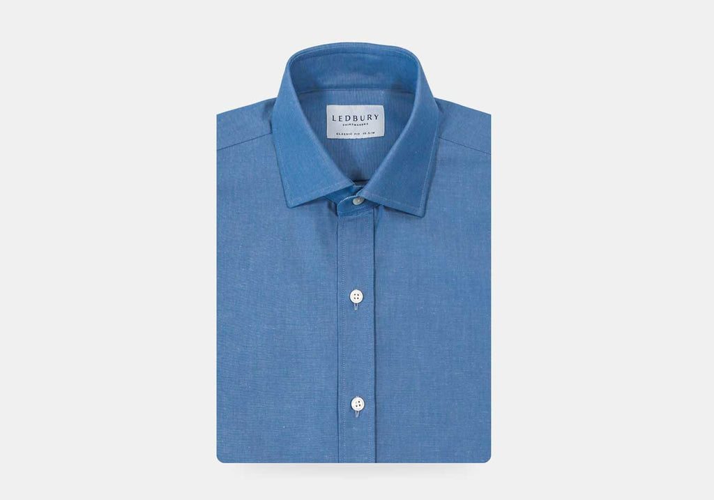 The Dusk Blue Saunders Denim Dress Shirt Dress Shirt- Ledbury