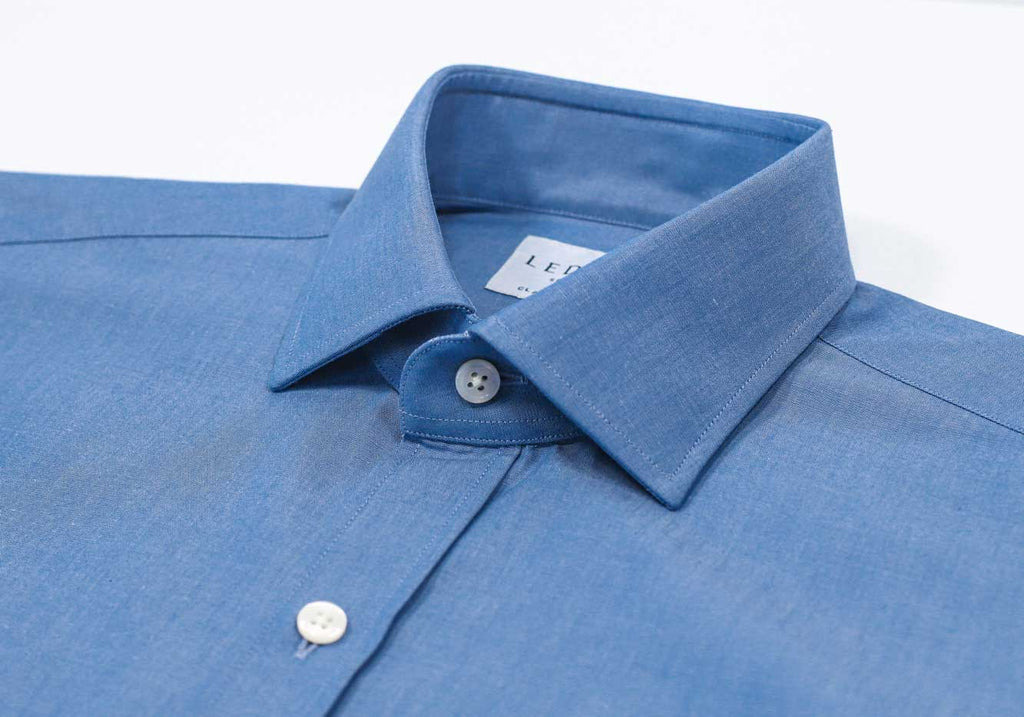 The Dusk Blue Saunders Denim Dress Shirt Dress Shirt- Ledbury