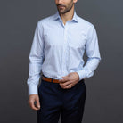 The Blue Regent 120s Poplin Stripe Custom Shirt Custom Dress Shirt- Ledbury